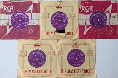 Lot 987 - ELVIS PRESLEY - UK HMV 7" PURPLE/SILVER PRINT COLLECTION