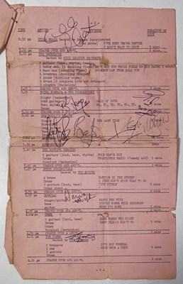 Lot 391 - THE ROLLING STONES / DONOVAN / CILLA AND MORE - A MULTI SIGNED NME 1965 POLL WINNERS CONCERT RUNNING ORDER SHEET.