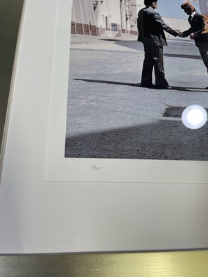 Lot 416 - PINK FLOYD - STORM THORGERSON SIGNED LIMITED EDITION WISH YOU WERE HERE PRINT.