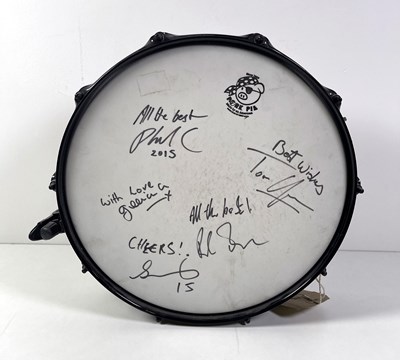 Lot 438 - NEW ORDER - A FULLY SIGNED DRUM SKIN.