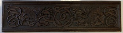 Lot 18 - CARVED WOODEN PANEL FEATURING DRAGONS