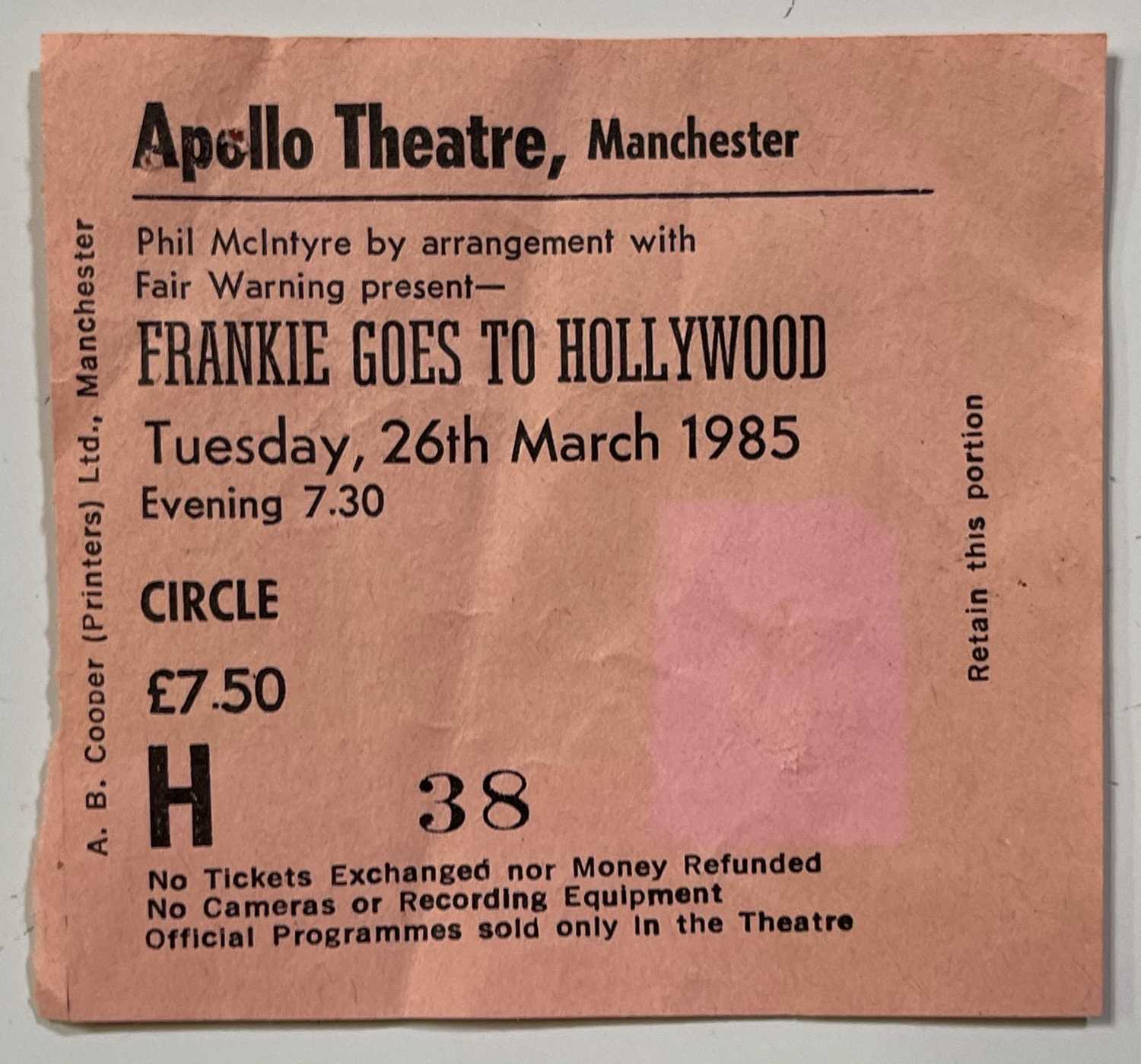 Lot 490 FRANKIE GOES TO HOLLYWOOD MEMORABILIA