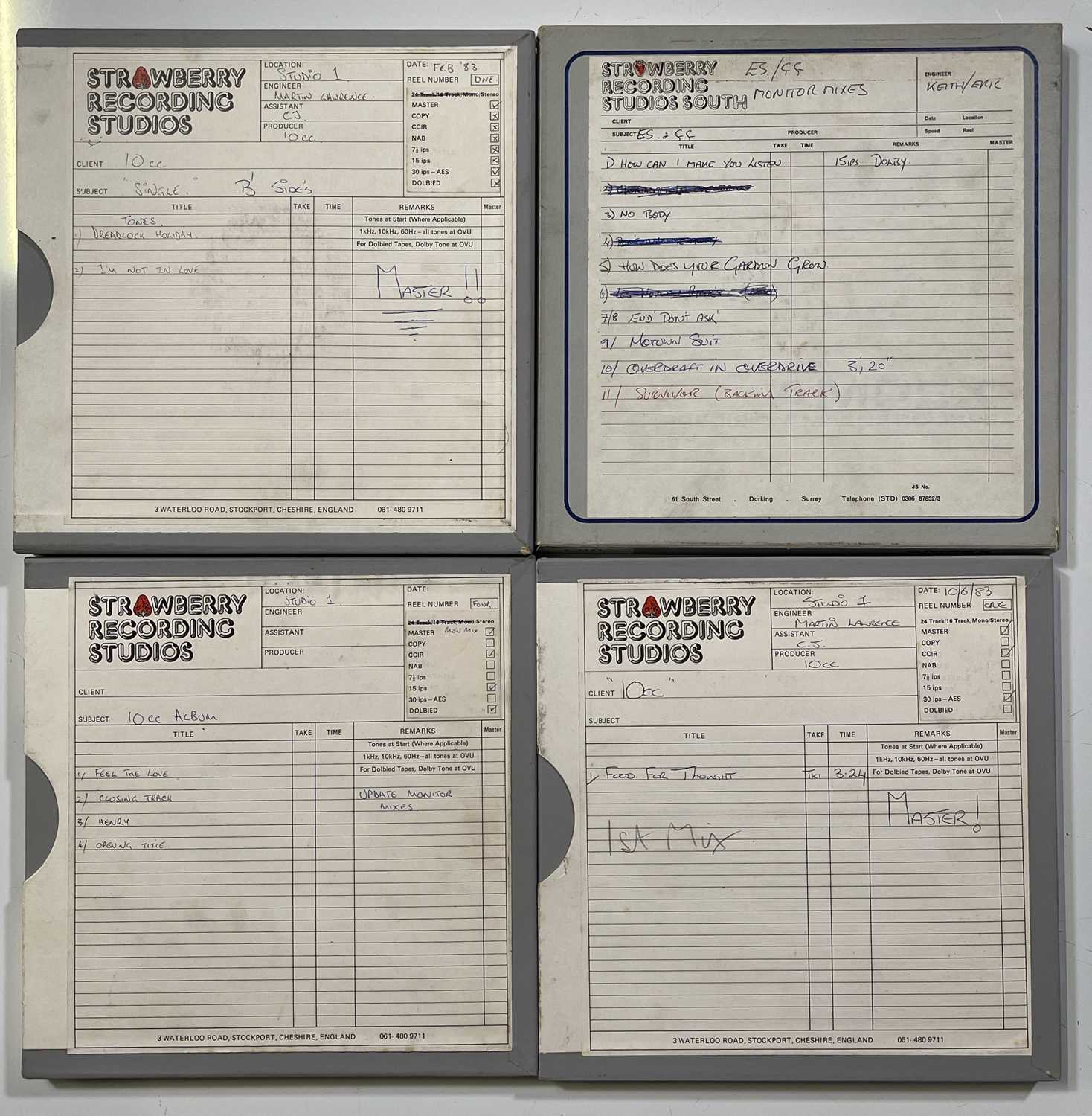 Lot 510 - 10CC MASTER TAPE COLLECTION - SINGLES INC 'I'M NOT IN LOVE.