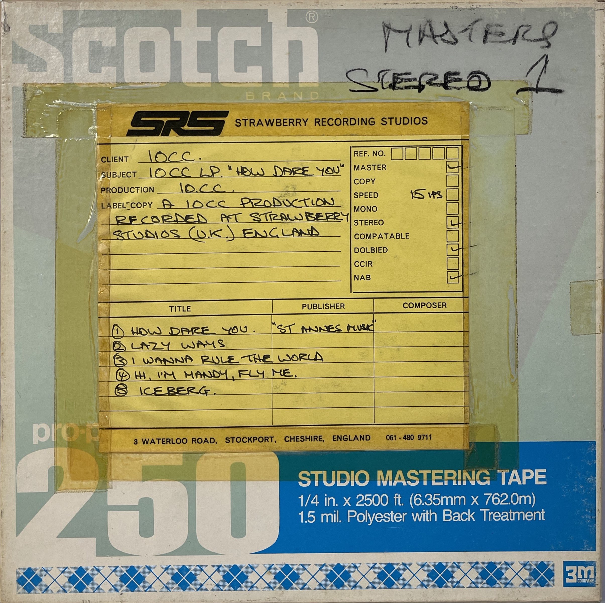 Lot 511 10CC MASTER TAPE COLLECTION 'HOW DARE YOU'.