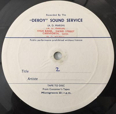 Lot 110 - 'NOTHING VENTURE' - DEROY SOUND SERVICE - UNRELEASED LP (ADM LP 301/2)