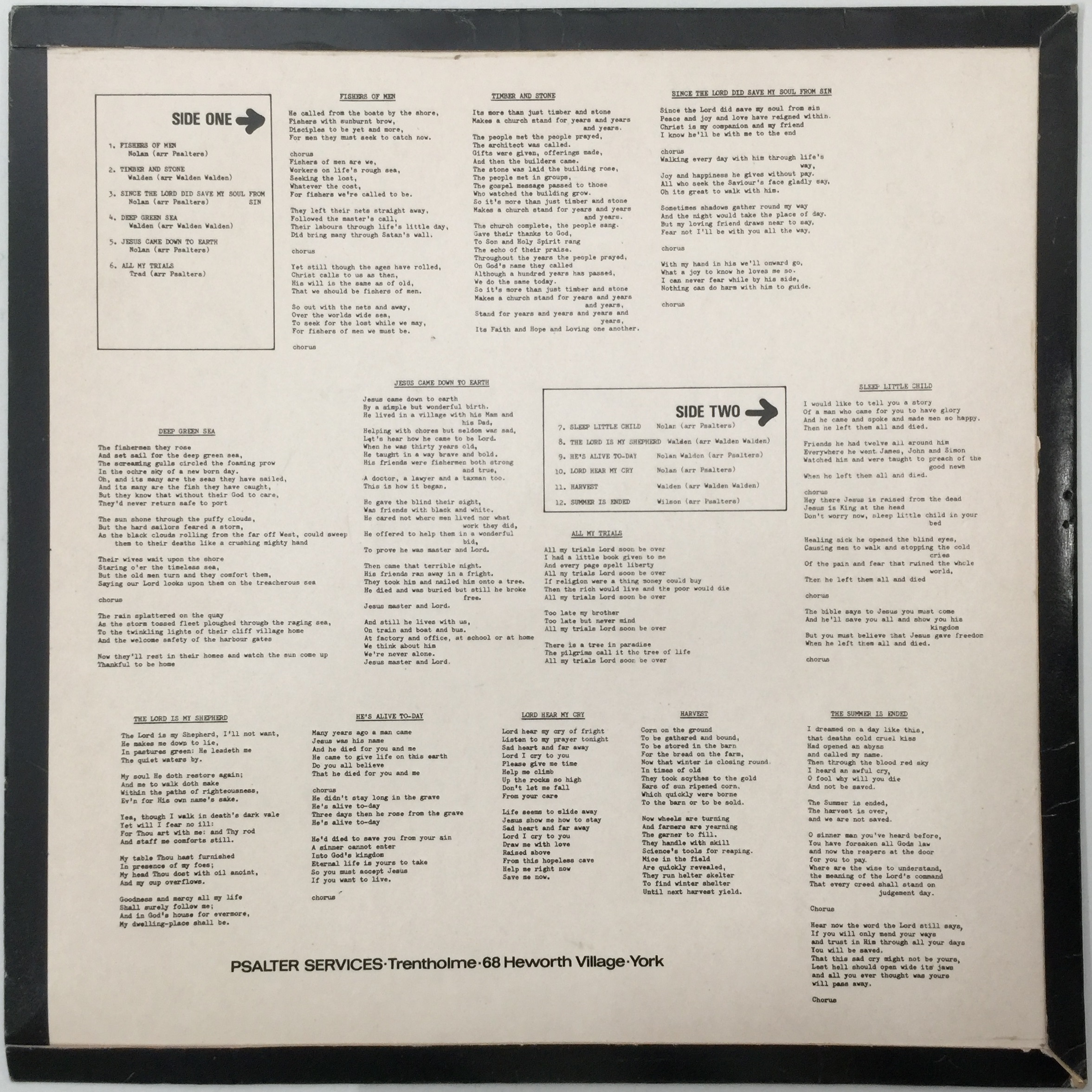 Lot 112 PSALTERS PSALTERS LP (ORIGINAL UK