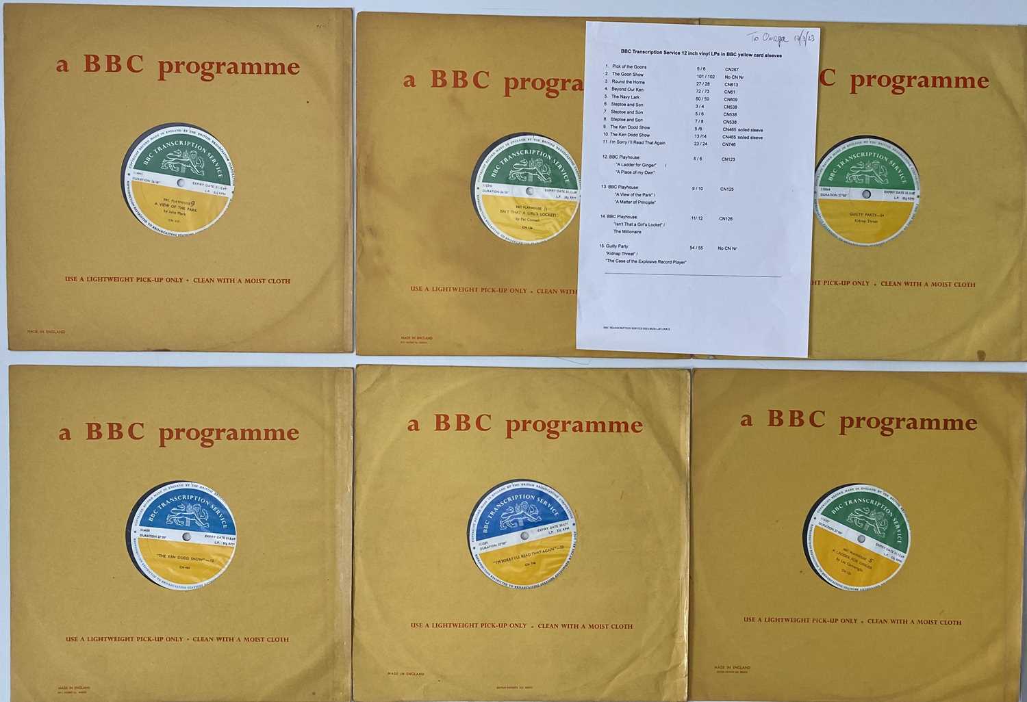 Lot 1196 - BBC TRANSCRIPTION LPs