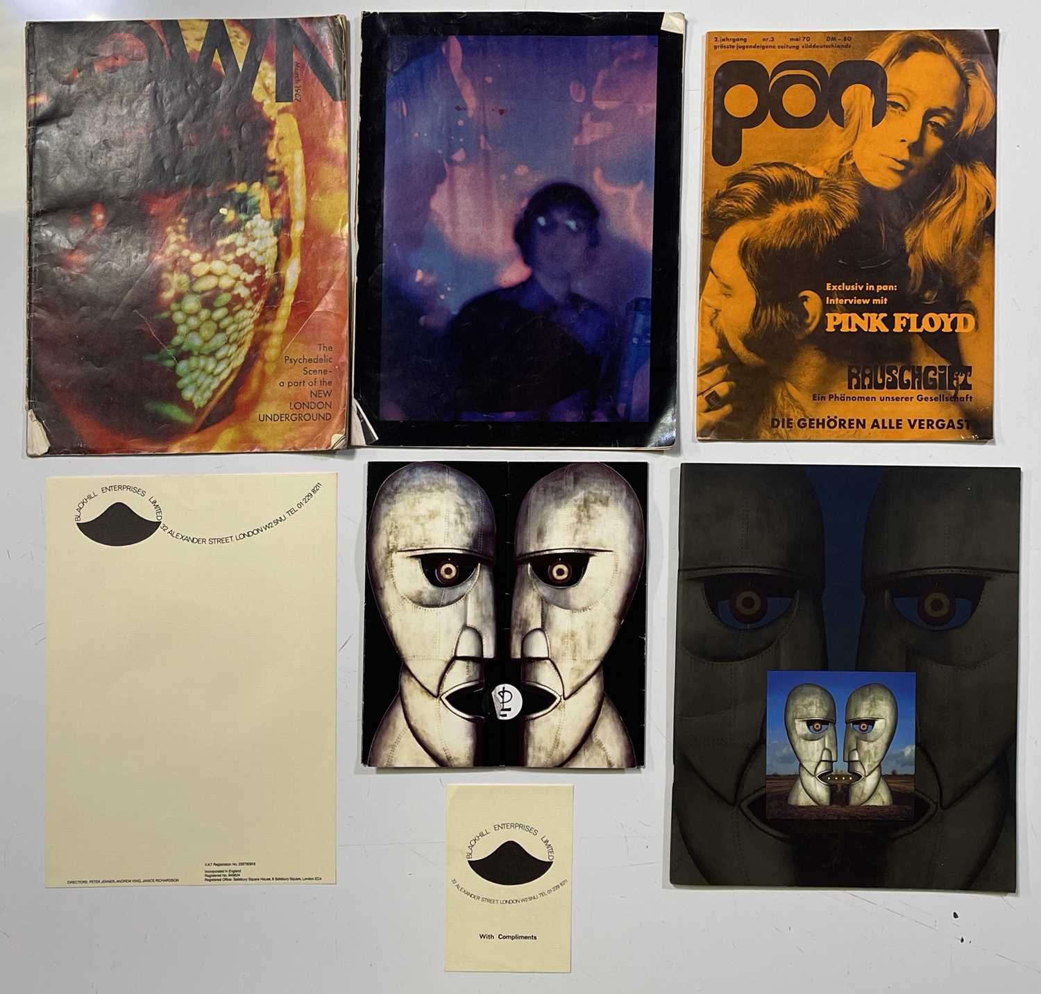 Lot 429 - PINK FLOYD - C 1960S/70S EPHEMERA INC MAGAZINES/BLACKHILL ENTERPRISES STATIONERY.
