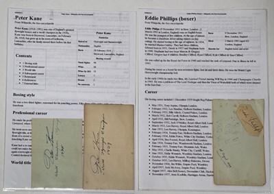 Lot 287 - 20TH CENTURY BOXERS - PETER KANE / EDDIE PHILLIPS - AUTOGRAPHS.