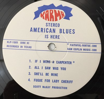 Lot 19 - AMERICAN BLUES - IS HERE LP (PRE-ZZ TOP - KARMA PROMO - KLP-1001)