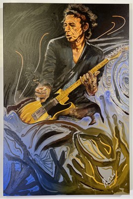 Lot 400 - THE ROLLING STONES - RONNIE WOOD LIMITED EDITION SIGNED CANVAS PRINT.
