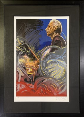 Lot 596 - THE ROLLING STONES - RONNIE WOOD SIGNED LIMITED EDITION PRINT - CHARLIE - BLUE SMOKE SUITE.