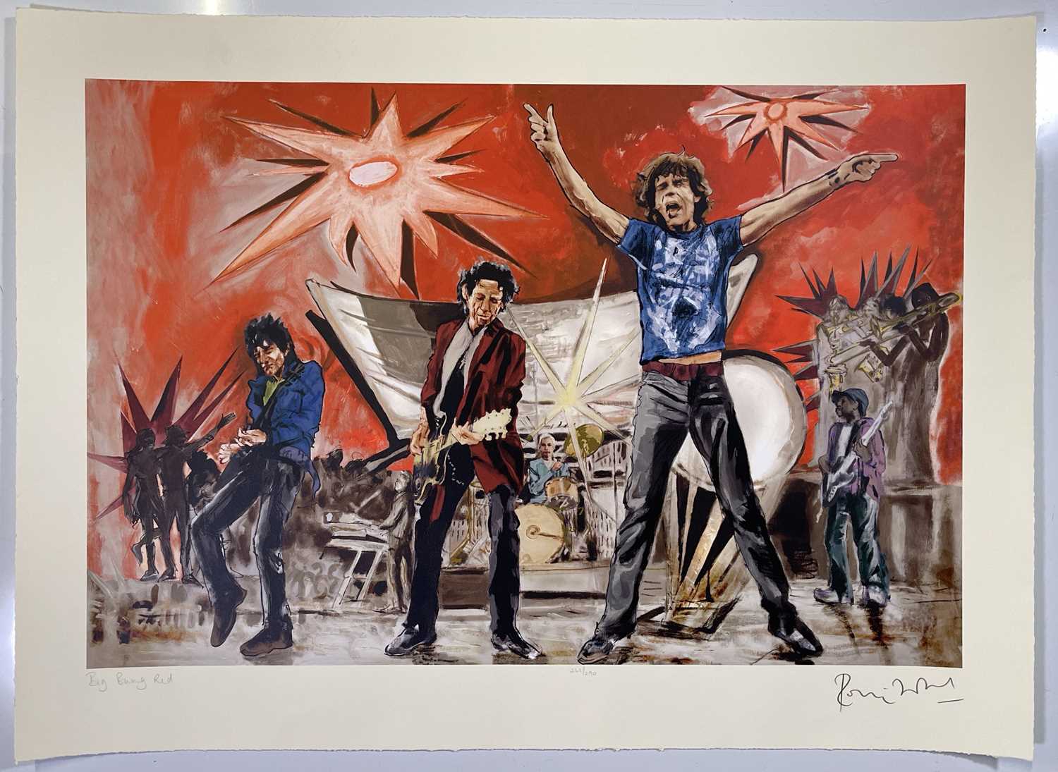 Lot 413 - THE ROLLING STONES - RONNIE WOOD SIGNED LIMITED EDITION PRINT.