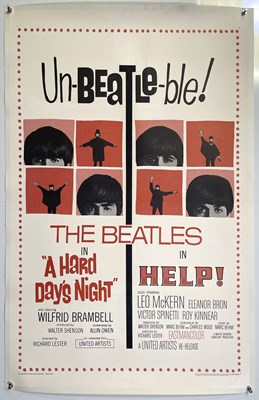 Lot 379 - THE BEATLES - HELP / A HARD DAY'S NIGHT ONE SHEET - LINEN BACKED.