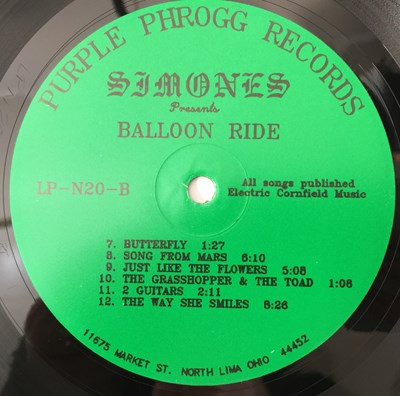 Lot 188 - SIMONES - BALLOON RIDE LP (PURPLE PHROGG - LP-N20)