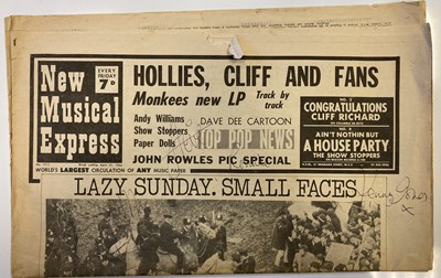 Lot 314 - SMALL FACES SIGNED NME AND OGDENS' NUT GONE FLAKE (2ND UK)