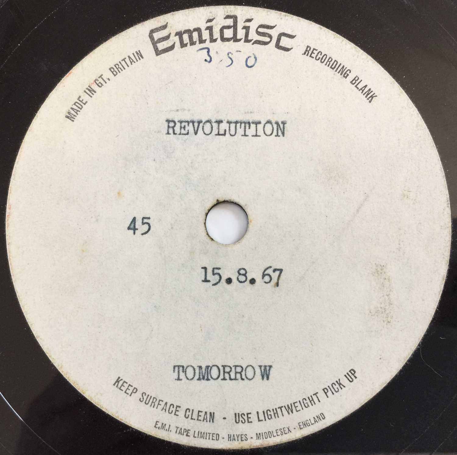 Lot 77 - TOMORROW - REVOLUTION 7" (ORIGINAL UK EMIDISC ACETATE RECORDING)
