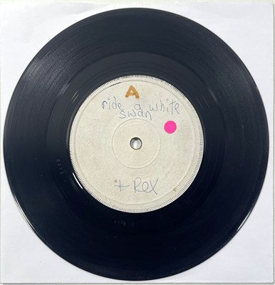 Lot 84 - T. REX - RIDE A WHITE SWAN / JEWEL / SUMMERTIME BLUES 7" - ORIGINAL UK WHITE LABEL TEST PRESSING WITH MARC BOLAN HANDWRITING - OCTOPUS RECORDS (OCTO 1)
