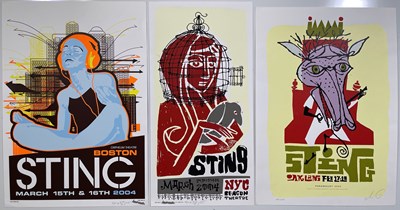 Lot 2110140 - THE POLICE INTEREST - LIMITED EDITION ARTIST SIGNED STING CONCERT POSTERS.