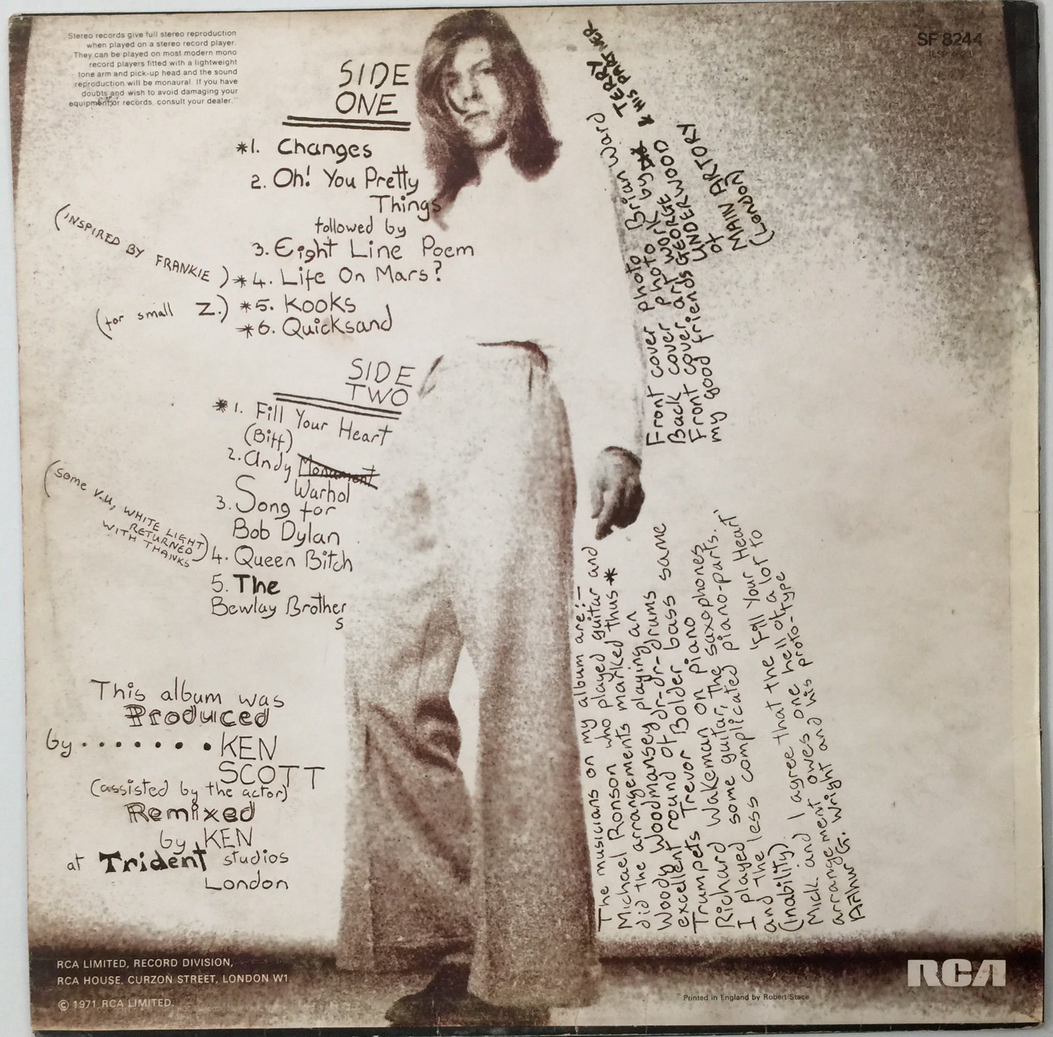 Lot 101 - DAVID BOWIE - HUNKY DORY LP (ORIGINAL UK