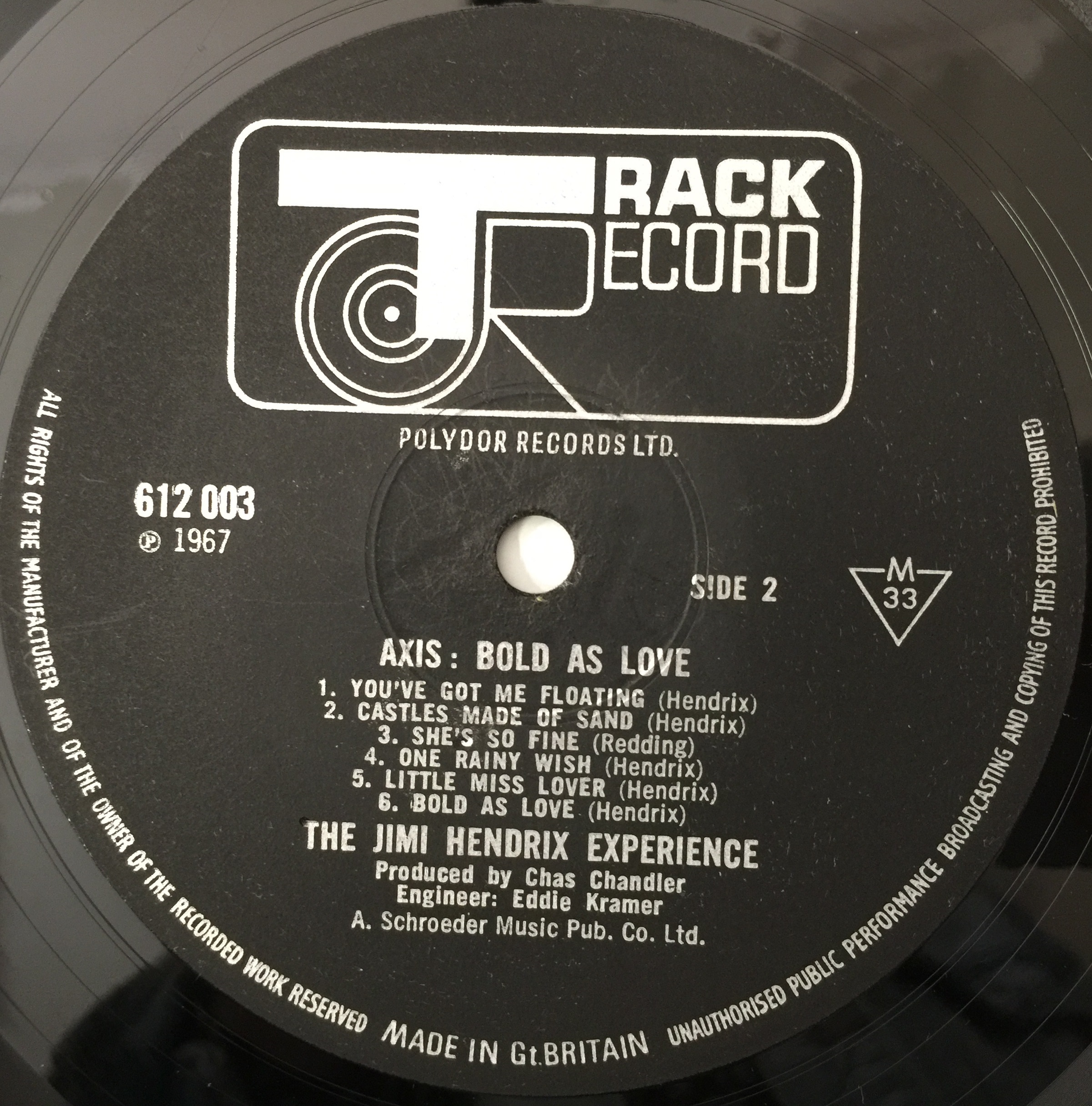 Lot 103 JIMI HENDRIX AXIS BOLD AS LOVE LP