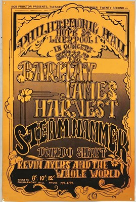 Lot 103 - KEVIN AYERS, STEAMHAMMER AND BARCLAY JAMES HARVEST 1970 LIVERPOOL TOUR POSTER.