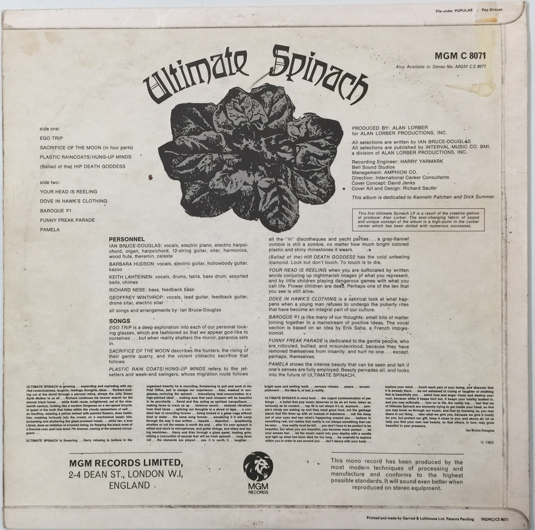 Lot 105 ULTIMATE SPINACH ULTIMATE SPINACH LP