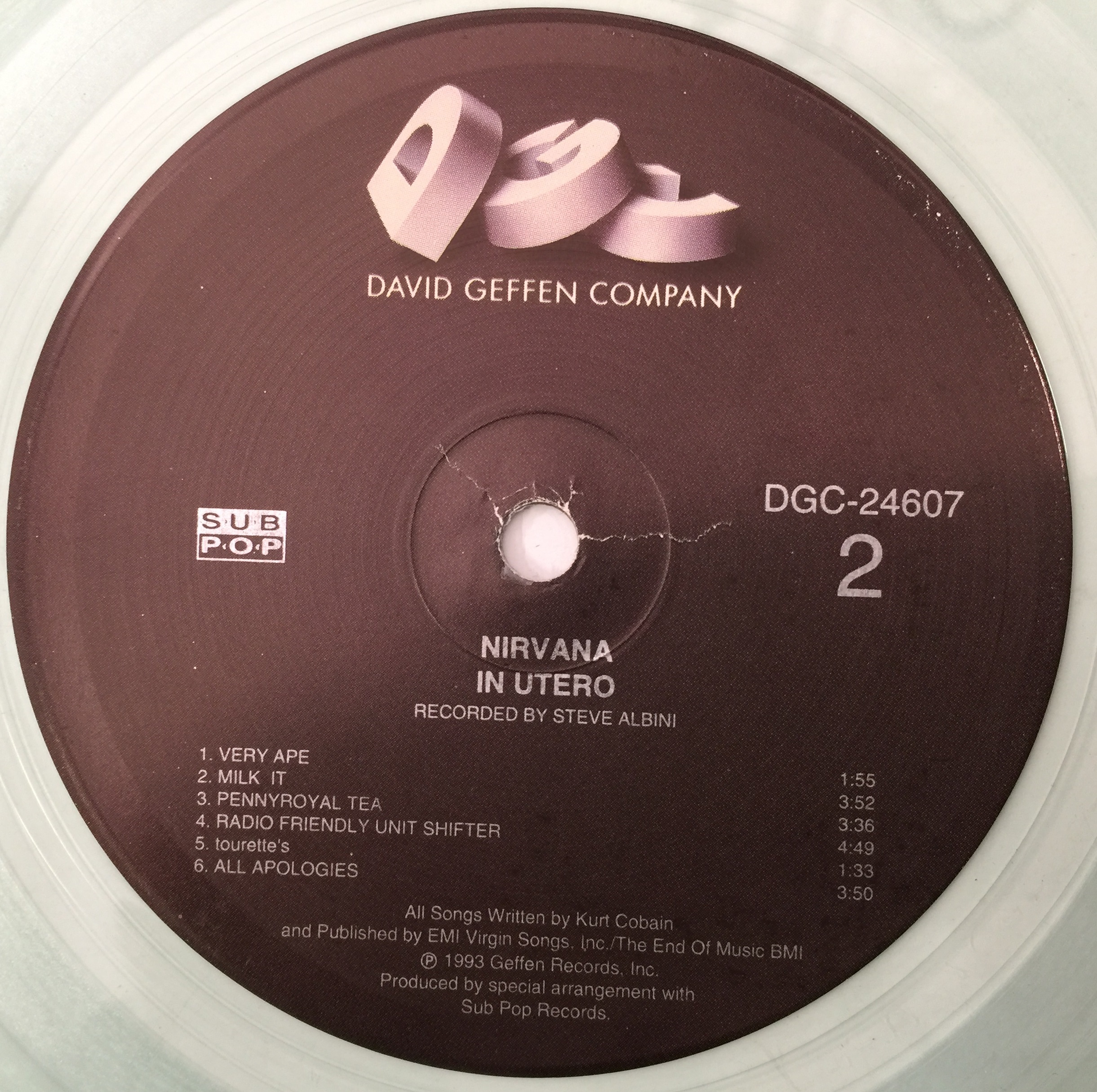 Lot 169 - NIRVANA - IN UTERO LP (US OG - CLEAR VINYL -