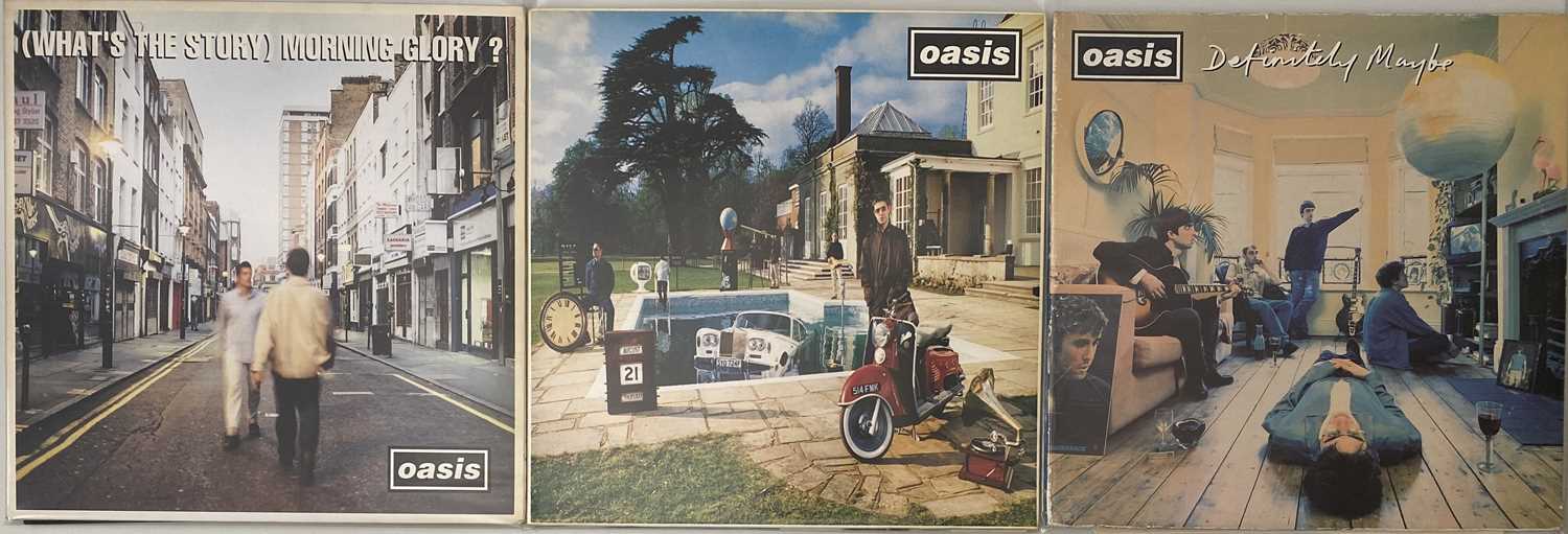 Lot 253 - OASIS - DEFINITELY MAYBE/MORNING GLORY/BE HERE NOW - ORIGINAL UK PRESSING LPs