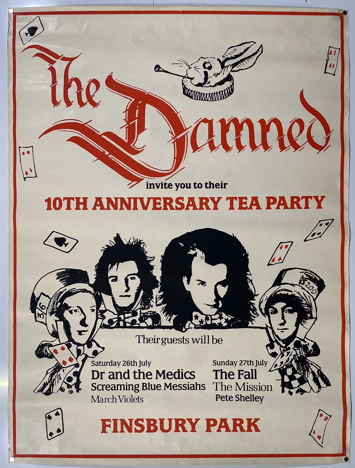 Lot 154 - THE DAMNED / THE FALL - 10TH ANNIVERSARY POSTER.