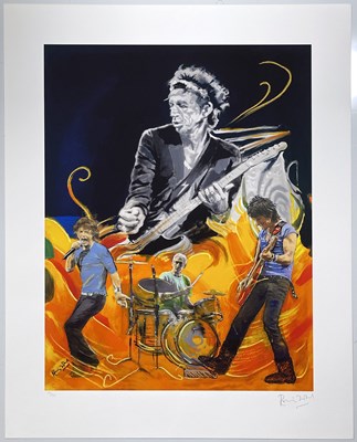 Lot 370 - RONNIE WOOD FAMOUS FLAMES SUITE - FOUR SIGNED, LIMITED EDITION PRINTS.