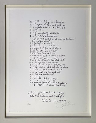 Lot 338 - JOHN LENNON - ORIGINAL SIGNED 'BAG ONE' LITHOGRAPH.