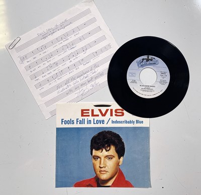 Lot 321D - ELVIS PRESLEY - FOOLS FALL IN LOVE MIKE STOLLER HANDWRITTEN AND SIGNED NOTATION.