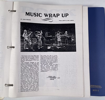 Lot 561 - YES INTEREST - CHRIS SQUIRE OWNED YES TOUR PROGRAMMES AND ITINERARY.