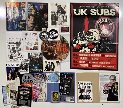 Lot 543 - UK SUBS - SIGNED POSTER AND MEMORABILIA.