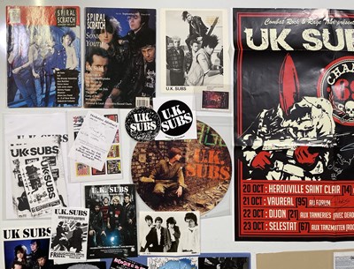 Lot 543 - UK SUBS - SIGNED POSTER AND MEMORABILIA.