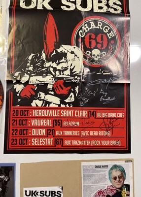 Lot 543 - UK SUBS - SIGNED POSTER AND MEMORABILIA.