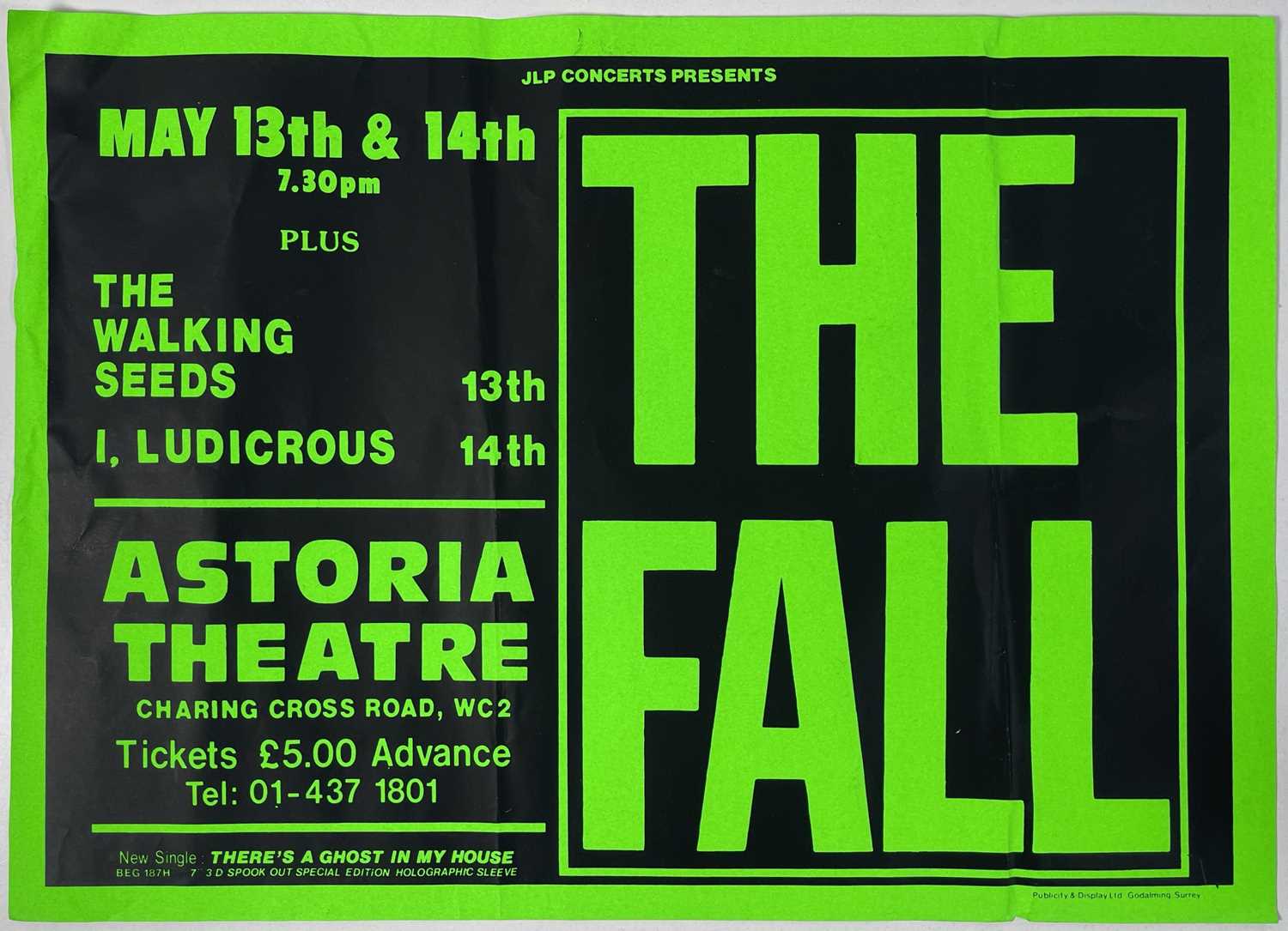 Lot 472 - MARK E. SMITH / THE FALL - AN ORIGINAL 1987 CONCERT POSTER.