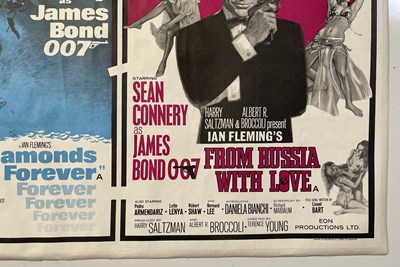 Lot 188 - JAMES BOND- DIAMONDS ARE FOREVER / FROM RUSSIA WITH LOVE DOUBLE BILL UK QUAD POSTER.