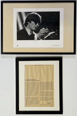 Lot 2130293 - JOHN LENNON - LIMITED EDITION PHOTO / NEW YORK TIMES LETTER REPRINT.