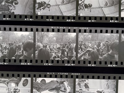 Lot 569 - THE GRATEFUL DEAD - PHOTO NEGATIVES FROM THE 1967  TOMPKINS SQUARE PARK CONCERT, SOLD WITH COPYRIGHT.