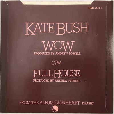 Lot 267 - KATE BUSH - WOW 7" EMI 2911 (MISPRESS - PLAYS QUEEN - DON'T STOP ME NOW EMI 2910)