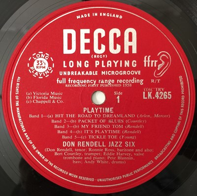 Lot 20 - DON RENDELL JAZZ SIX - PLAYTIME LP (ORIGINAL UK PRESSING - DECCA LK 4265)