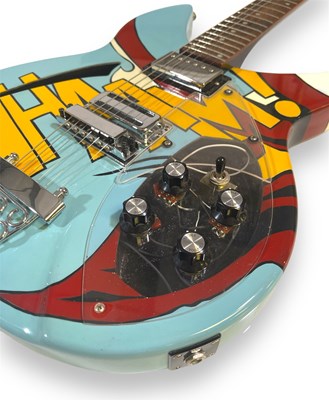 Lot 37 - THE JAM / PAUL WELLER INTEREST - PAINTED RICKENBACKER STYLE GUITAR - LICHENSTEIN TRIBUTE DESIGN (WHAAM!)