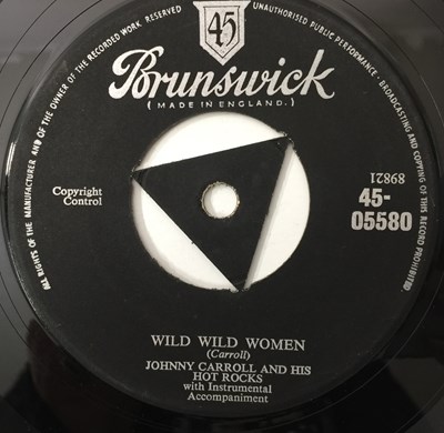 Lot 295 - JOHNNY CARROLL AND HIS HOT ROCKS - CORRINE CORRINA C/W WILD WILD WOMEN 7" (ORIGINAL UK COPY - BRUNSWICK 45-05580)