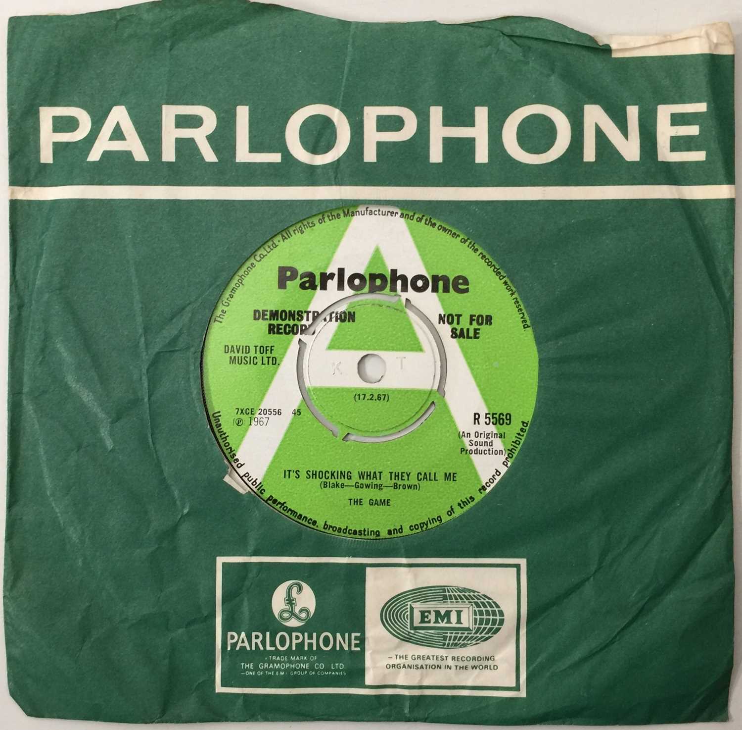 Lot 296 - THE GAME - IT'S SHOCKING WHAT THEY CALL ME 7" (ORIGINAL UK DEMO - PARLOPHONE R 5569)