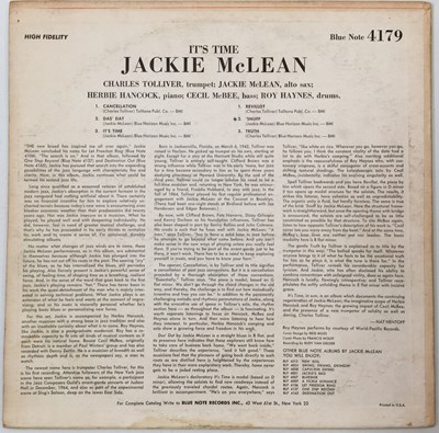 Lot 82 - JACKIE MCLEAN - IT'S TIME LP (US MONO ORIGINAL - NYC DG LABELS - BLUE NOTE BLP 4179)