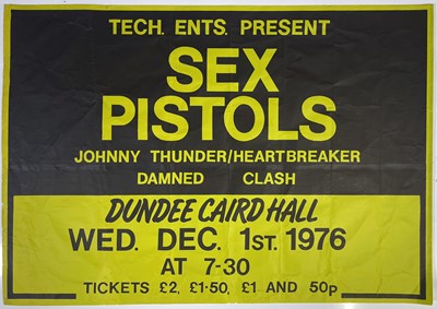 Lot 76 - THE SEX PISTOLS  / THE DAMNED / THE CLASH - A RARE POSTER FOR THE CAIRD HALL, DUNDEE CONCERT -  BILL GRUNDY INTERVIEW DATE.