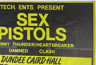 Lot 76 - THE SEX PISTOLS  / THE DAMNED / THE CLASH - A RARE POSTER FOR THE CAIRD HALL, DUNDEE CONCERT -  BILL GRUNDY INTERVIEW DATE.