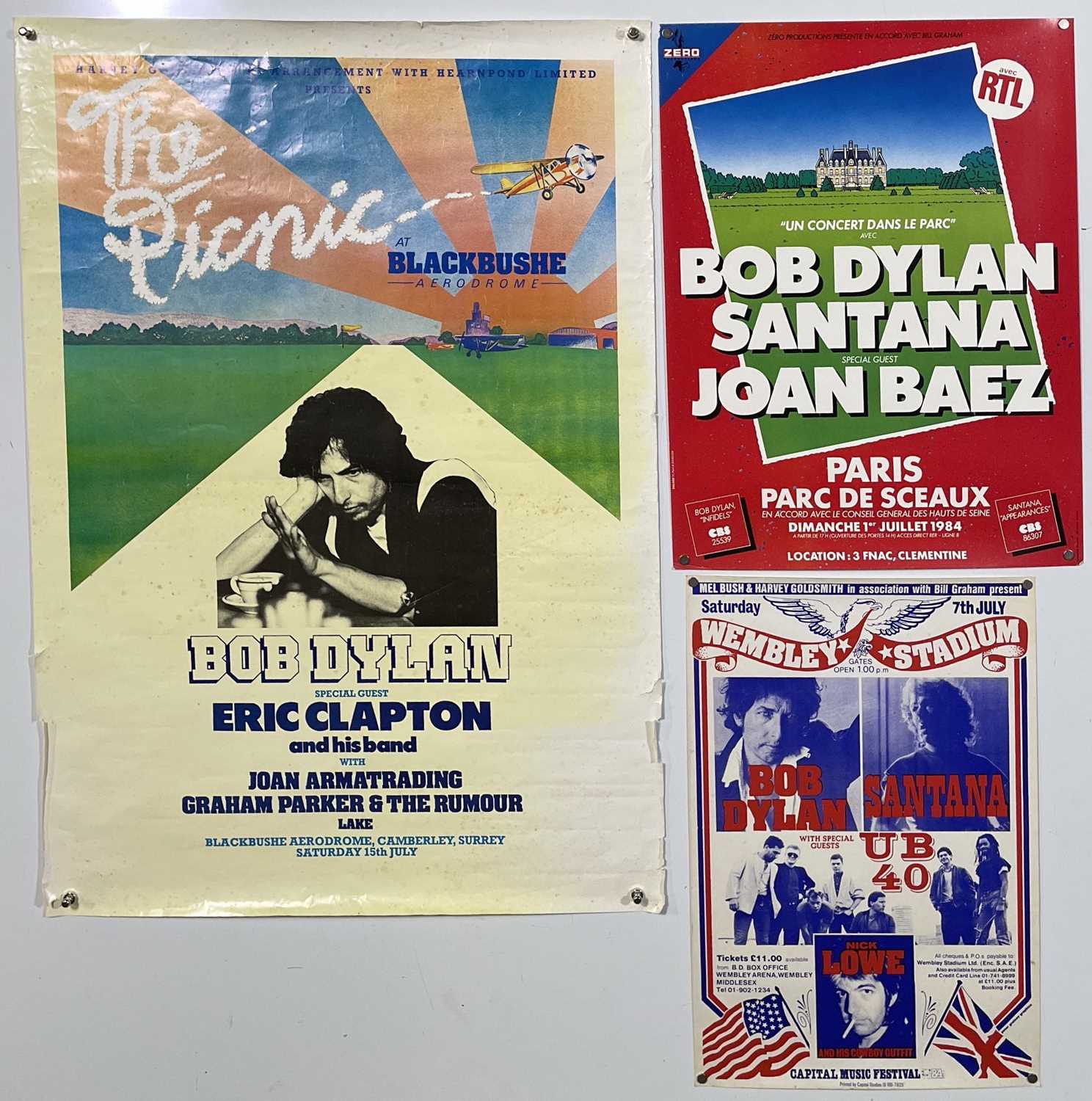 Lot 184 - BOB DYLAN - CONCERT POSTERS INC BLACKBUSHE / WEMBLEY.